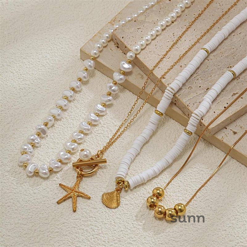 Hadley Layered Pearl Starfish Necklace [FT0YX0FH]