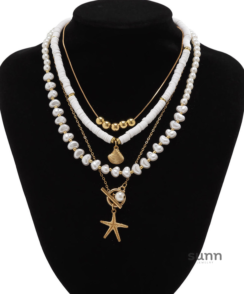 Hadley Layered Pearl Starfish Necklace [T0WR0ZPX]
