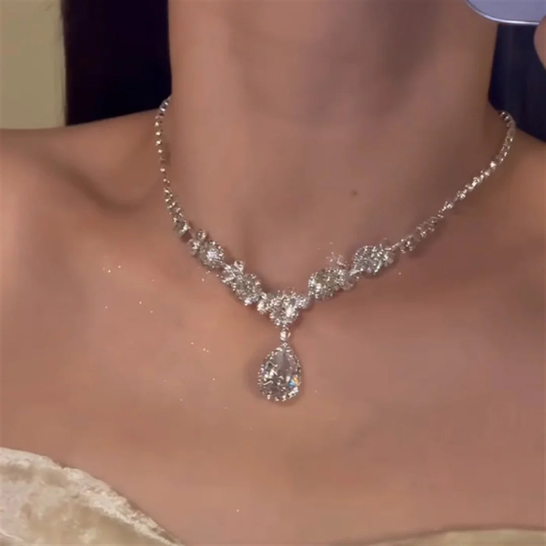 Haiden Crystal Teardrop Necklace Earring Set