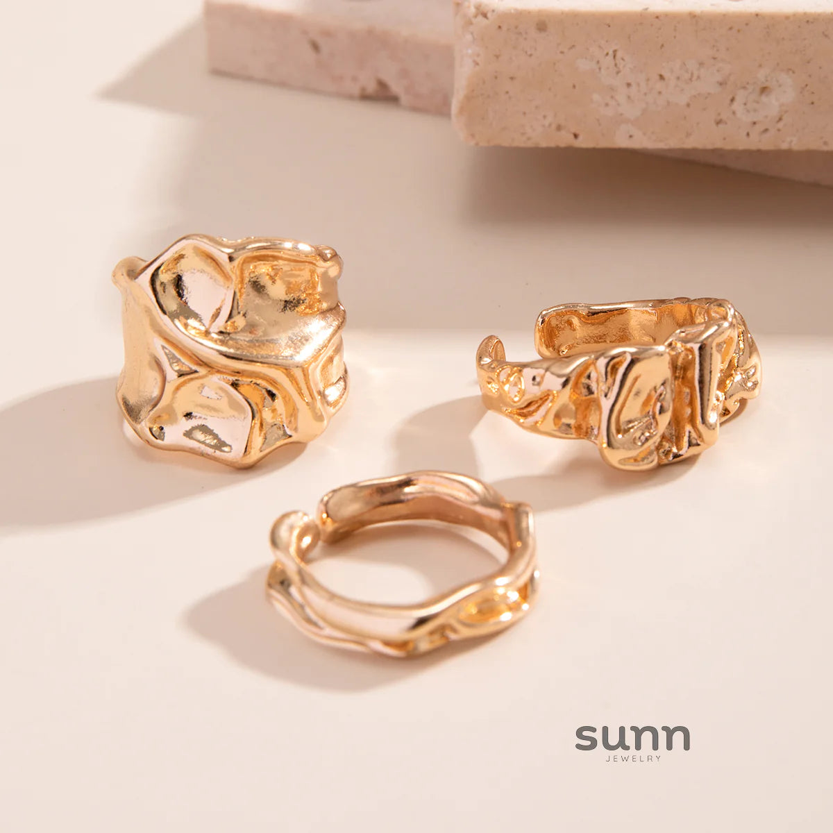 Hailey Pleated Ring Set