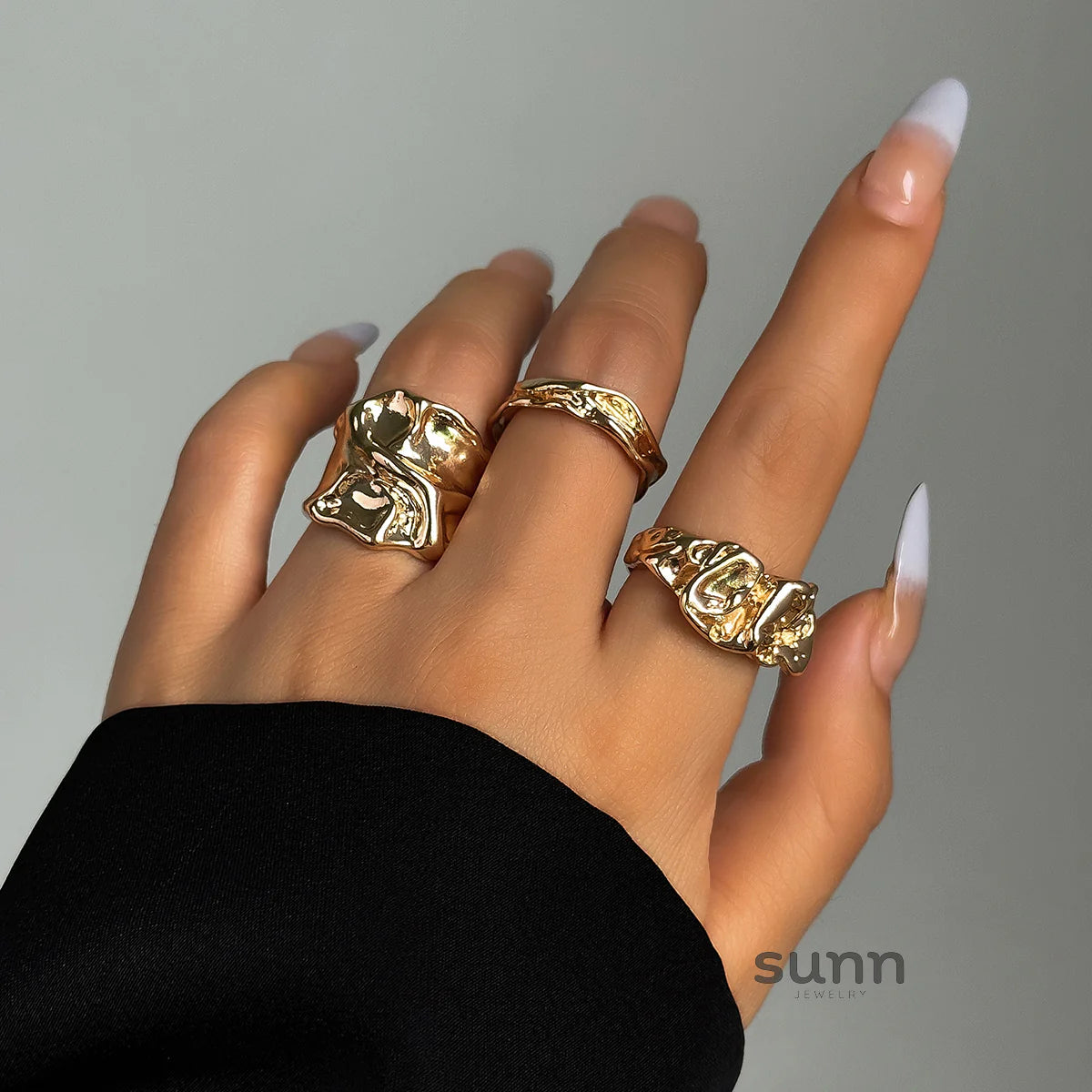 Hailey Pleated Ring Set