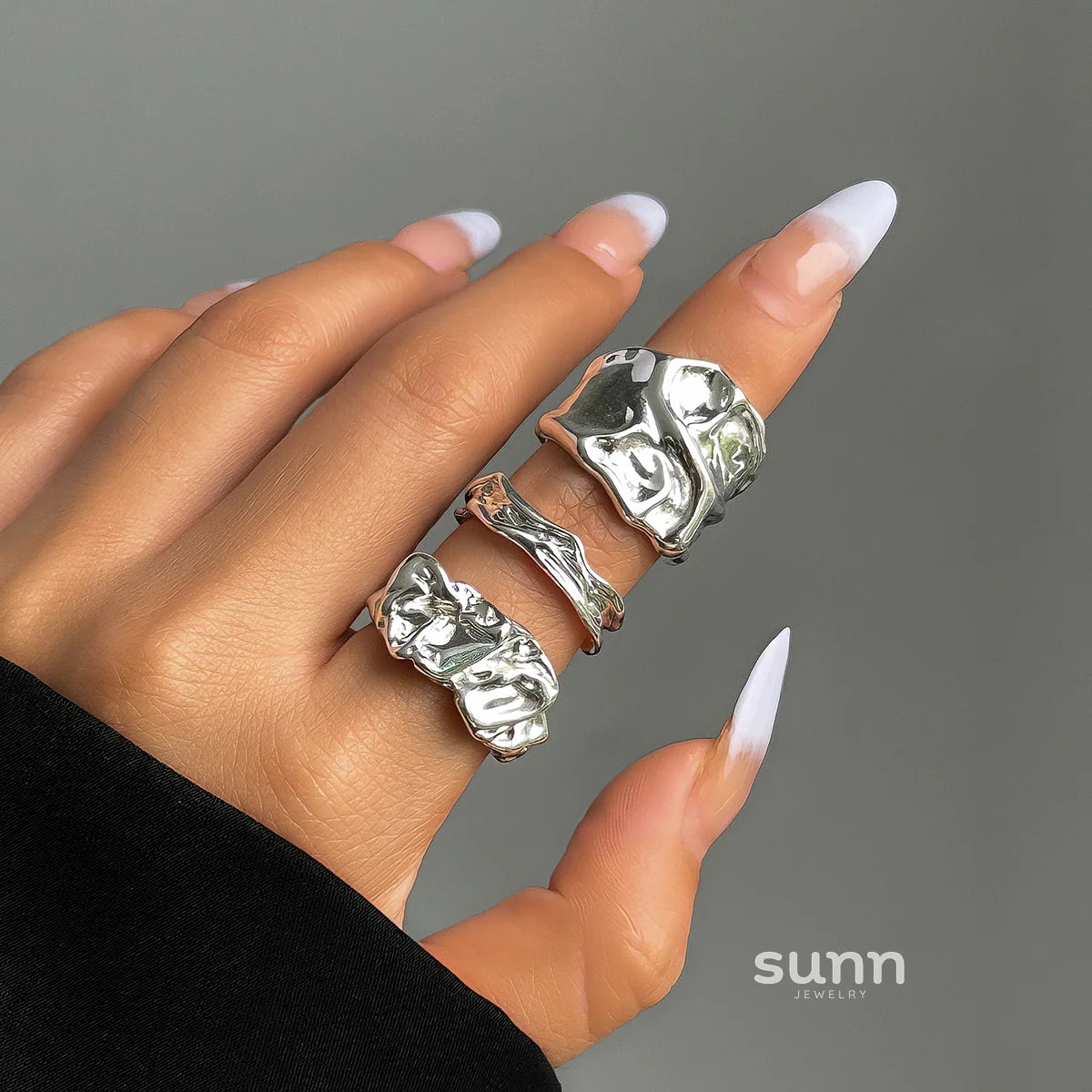Hailey Pleated Ring Set