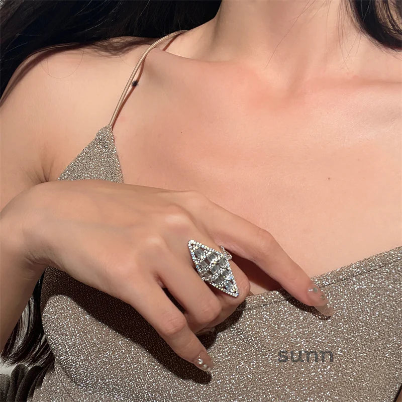 Haily Pave Rhombus Statement Ring