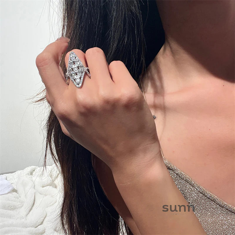 Haily Pave Rhombus Statement Ring