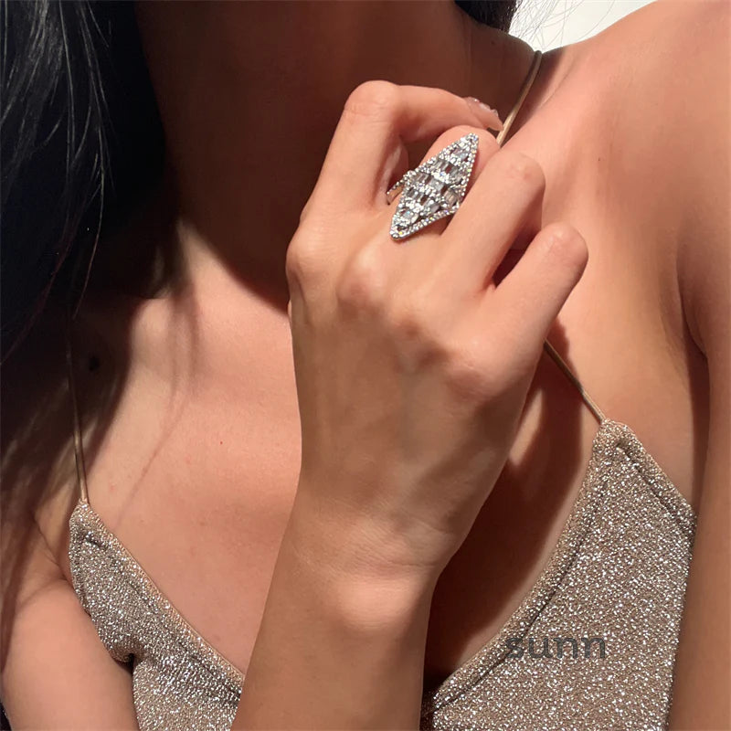 Haily Pave Rhombus Statement Ring