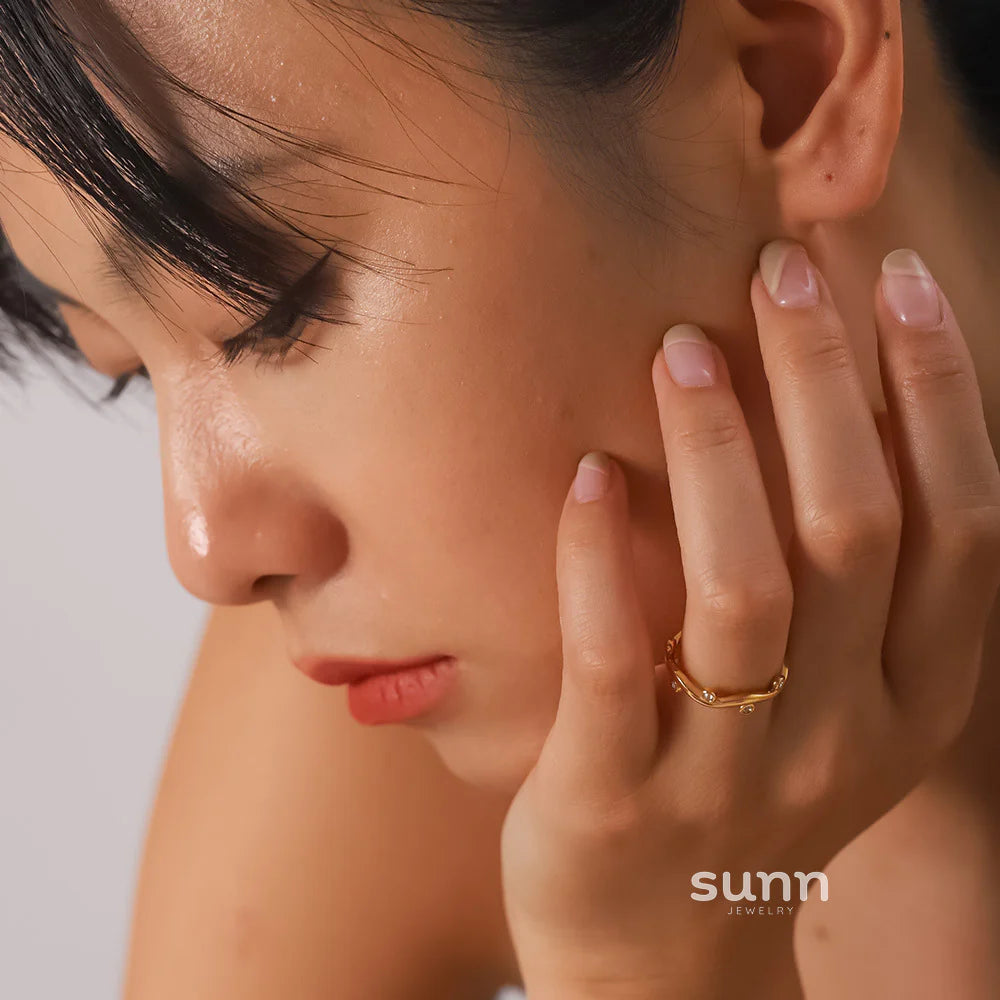 Halleigh Gold Leaf Stone Ring