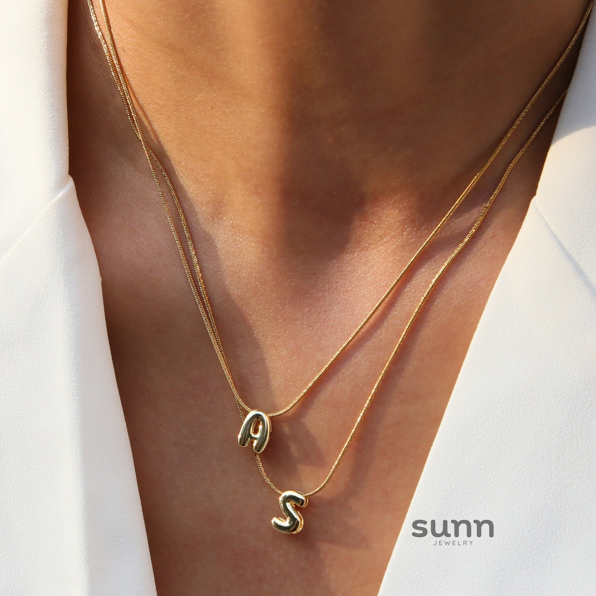 Hallie Initial Snake Chain Necklace [RK80S59E]