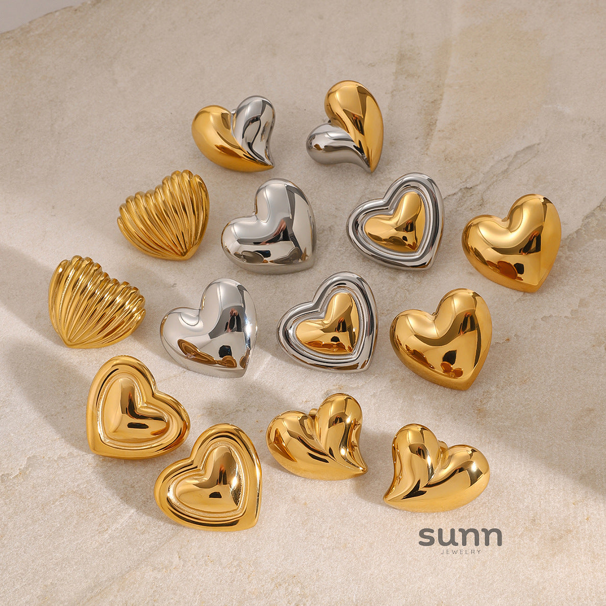 Hallie Stainless Steel Heart Earrings [MBQW4R1P]