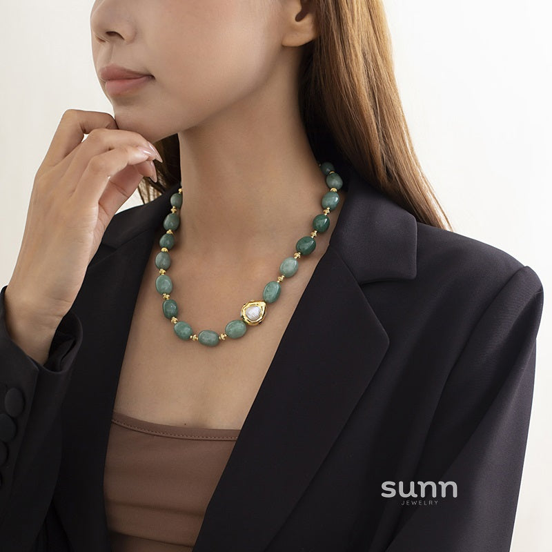 Harlan Aventurine Beaded Necklace [YIVNHA83]