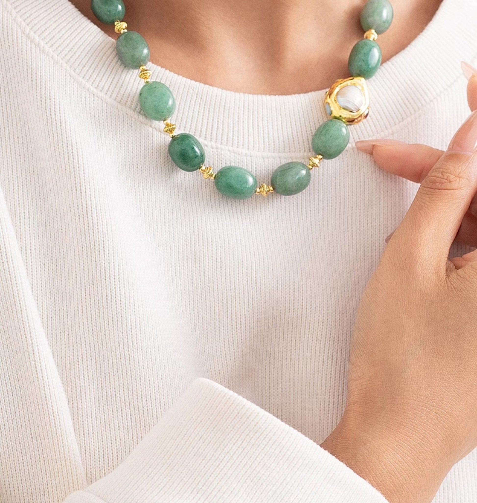 Harlan Aventurine Beaded Necklace [VYFEG9VO]