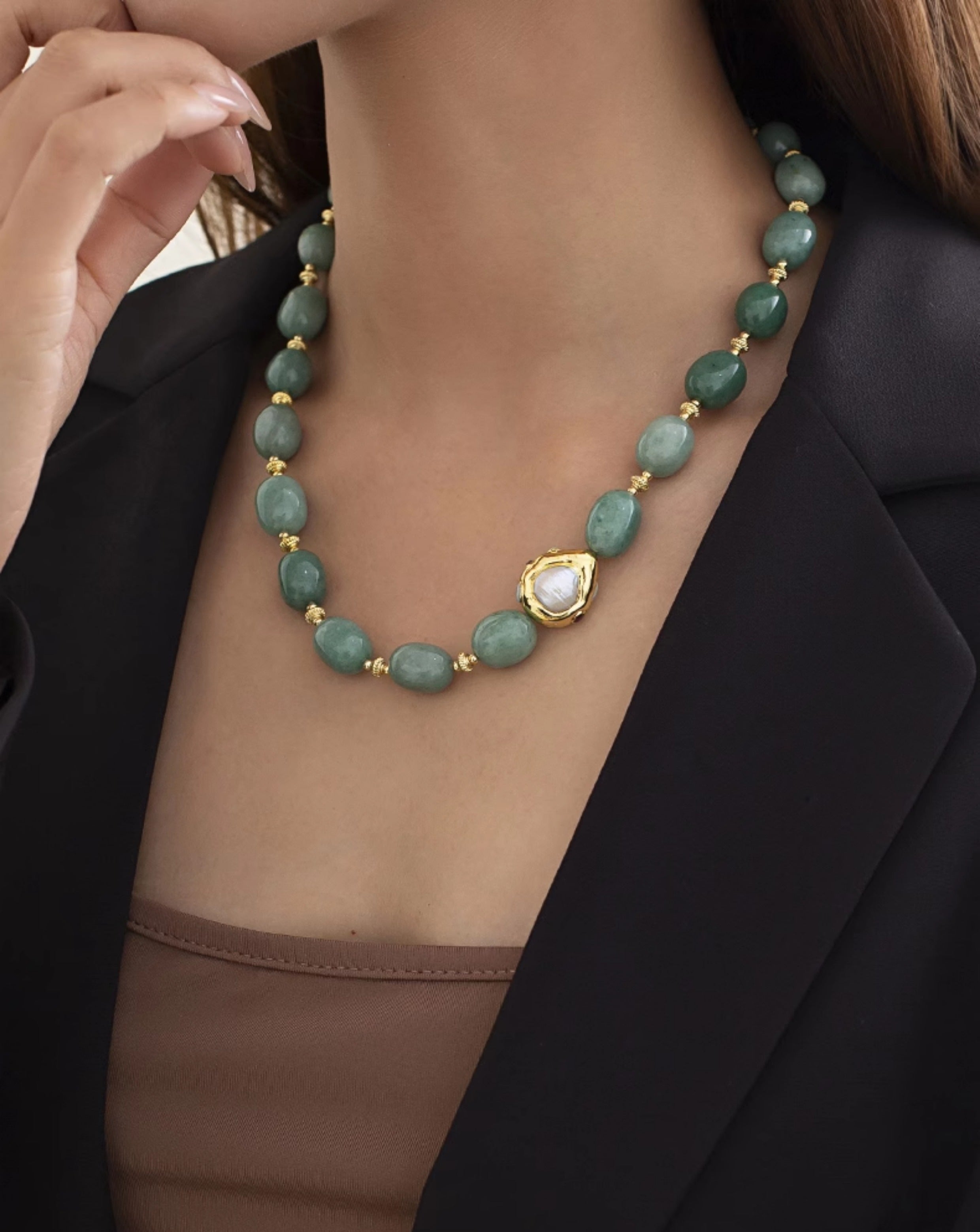 Harlan Aventurine Beaded Necklace [KX0DGSKN]