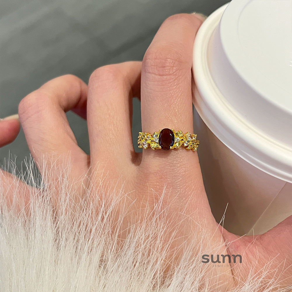 Harlan Golden Gemstone Ring [6O5WCBHB]