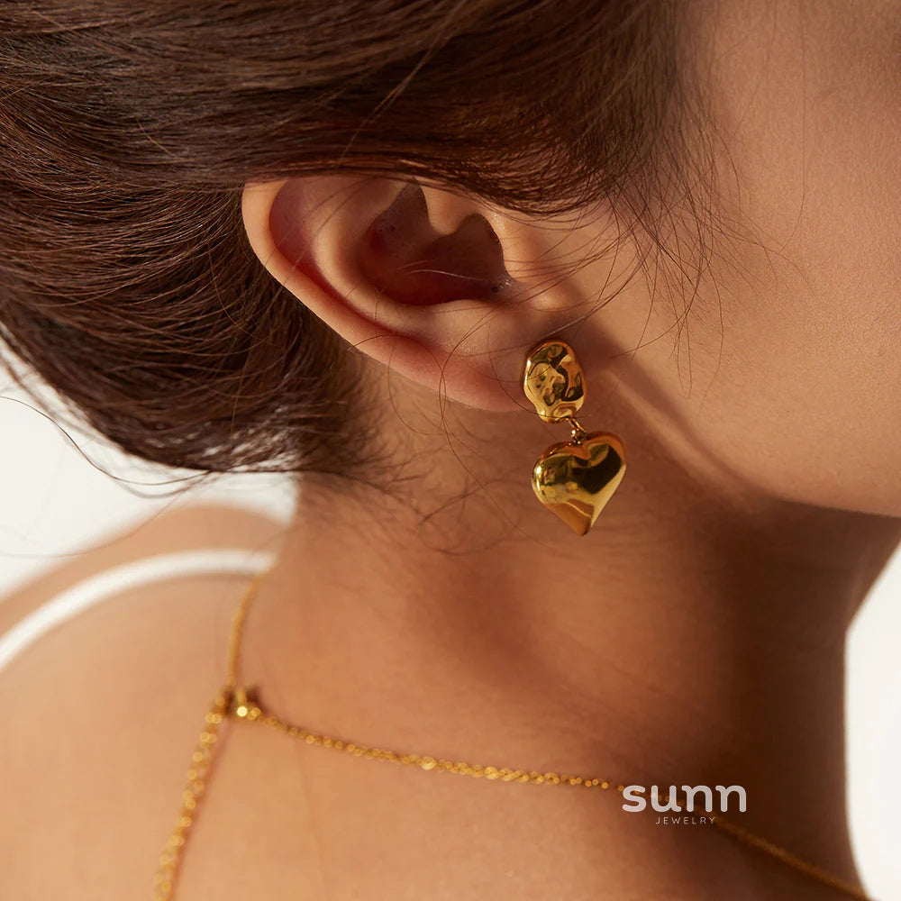 Harlei Gold Irregular Heart Earrings