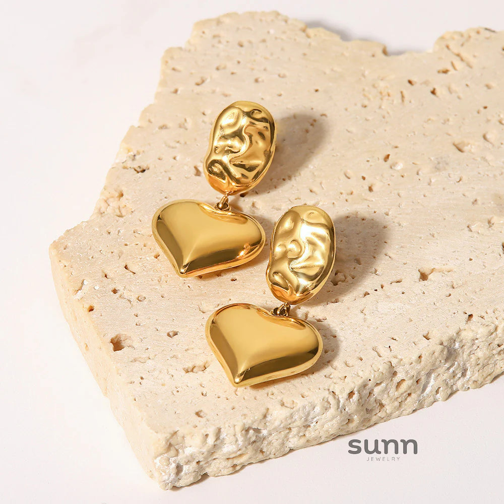 Harlei Gold Irregular Heart Earrings