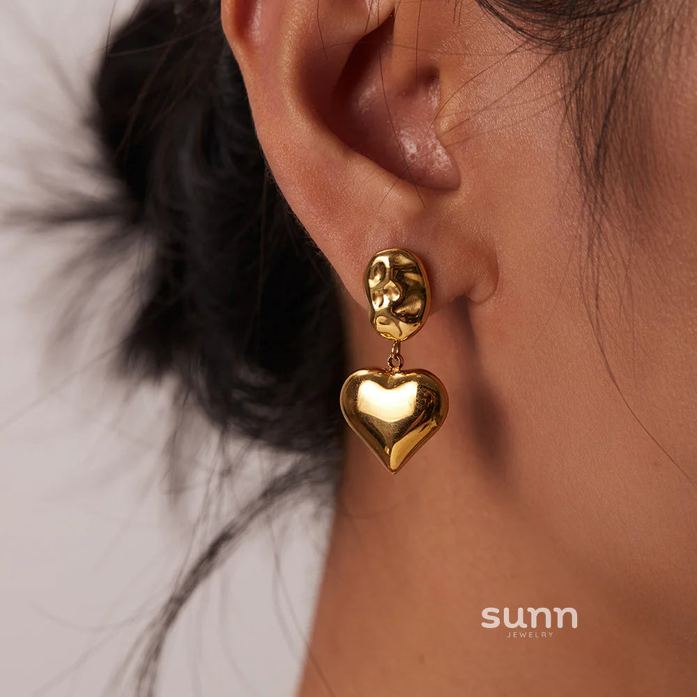 Harlei Gold Irregular Heart Earrings