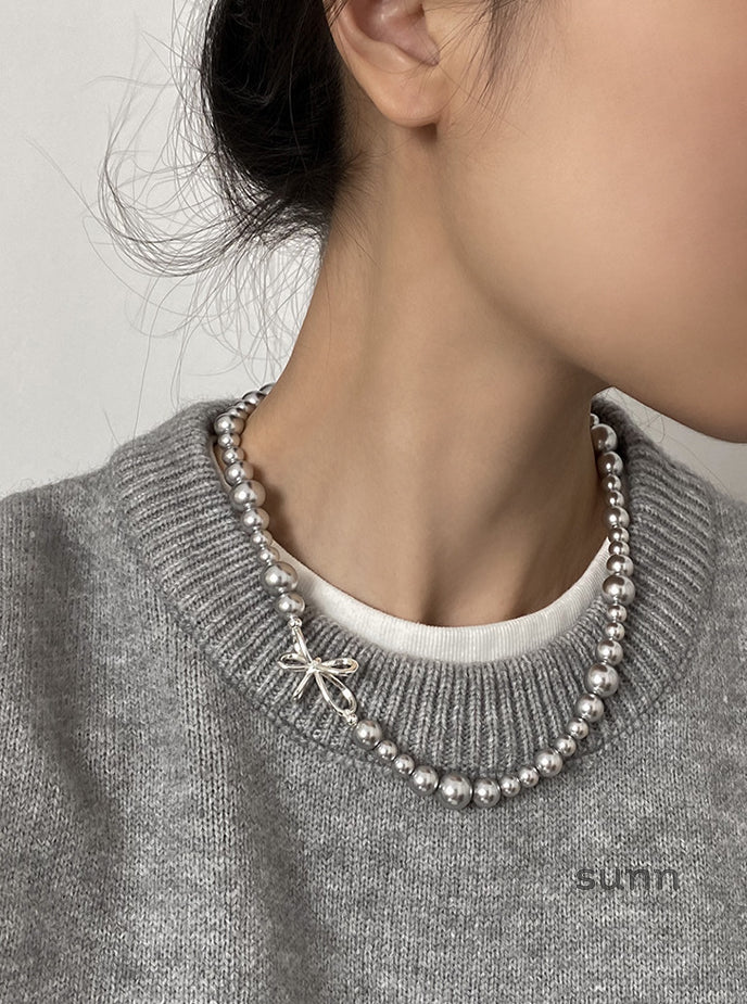 Harlo Pearl Bow Necklace [7TQNJWR8]