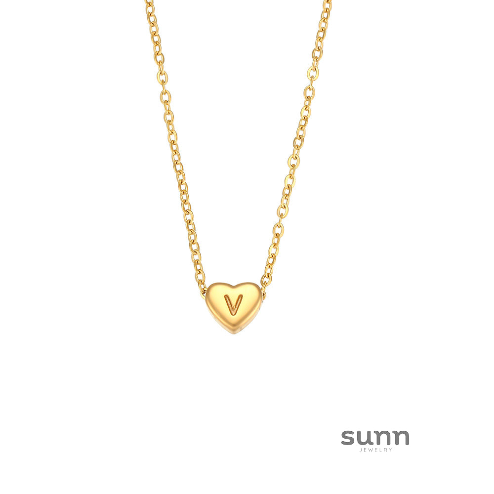 Harmonii Dainty Heart Initial Necklace [PSXUAWJB]