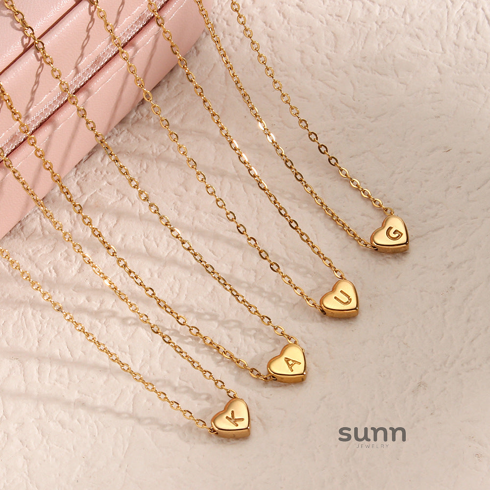 Harmonii Dainty Heart Initial Necklace [UHXKE5HZ]
