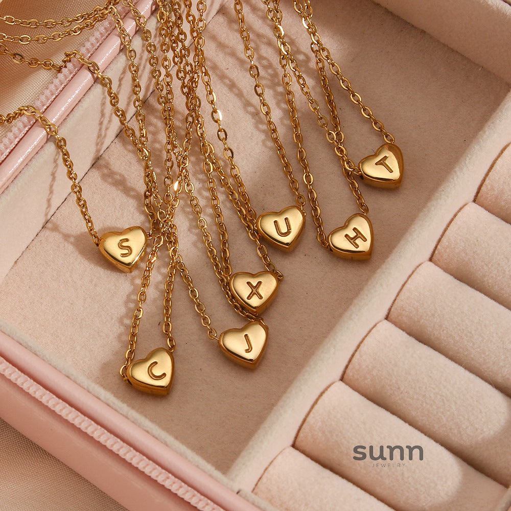 Harmonii Dainty Heart Initial Necklace [IHRR9T1O]