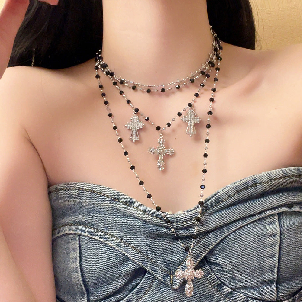 Hasset Y2K Beaded Cross Necklace [GN2R7LF7]