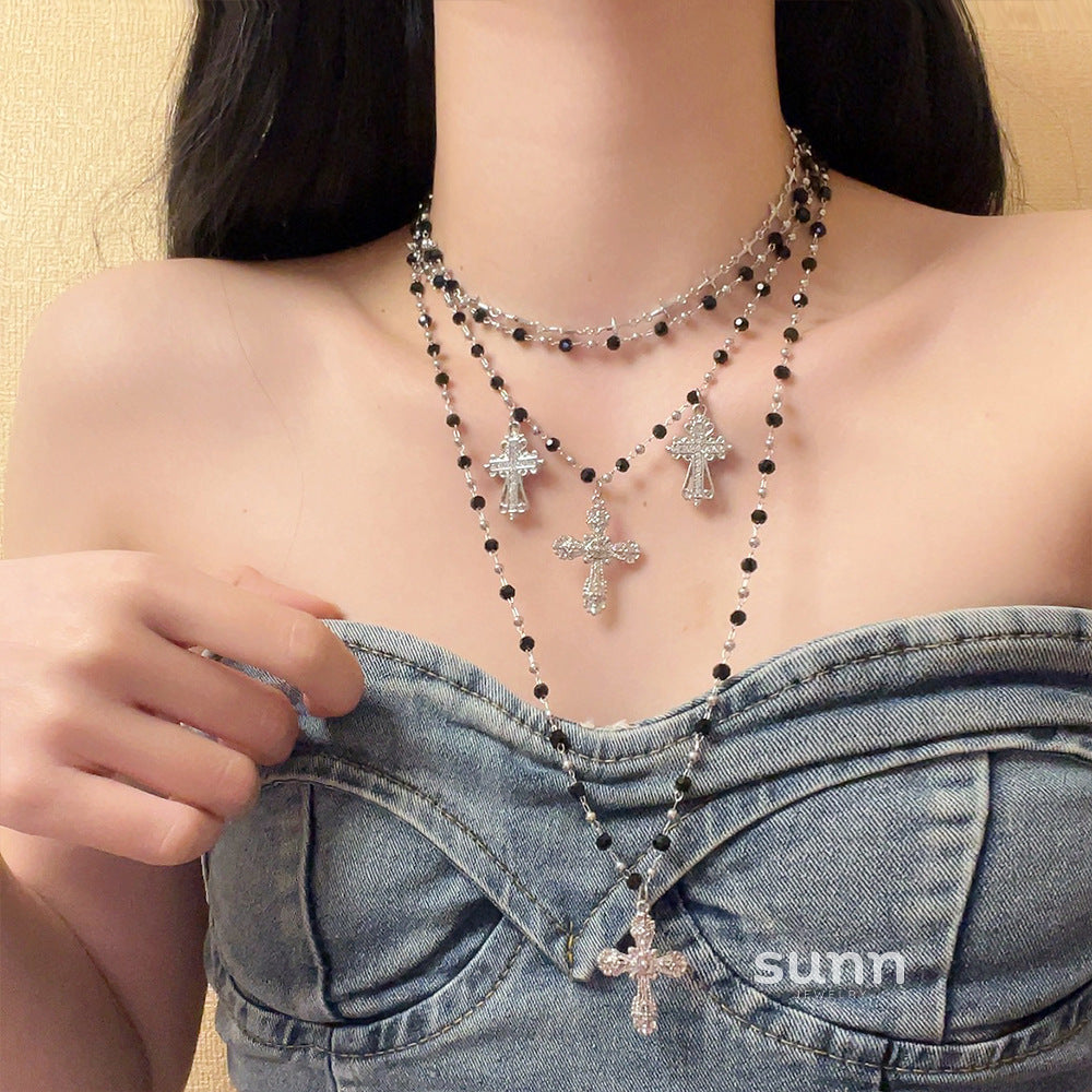 Hasset Y2K Beaded Cross Necklace [GN2R7LF7]
