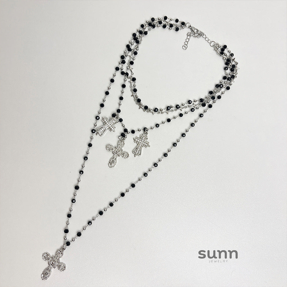 Hasset Y2K Beaded Cross Necklace [I2FS7KF7]