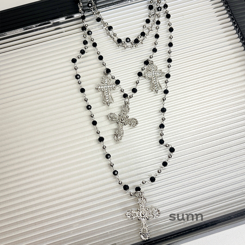 Hasset Y2K Beaded Cross Necklace [4NW35DWM]