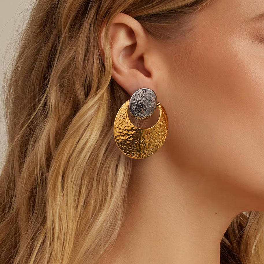 Havana Two-Tone Round Earrings [MNT1LZXT]