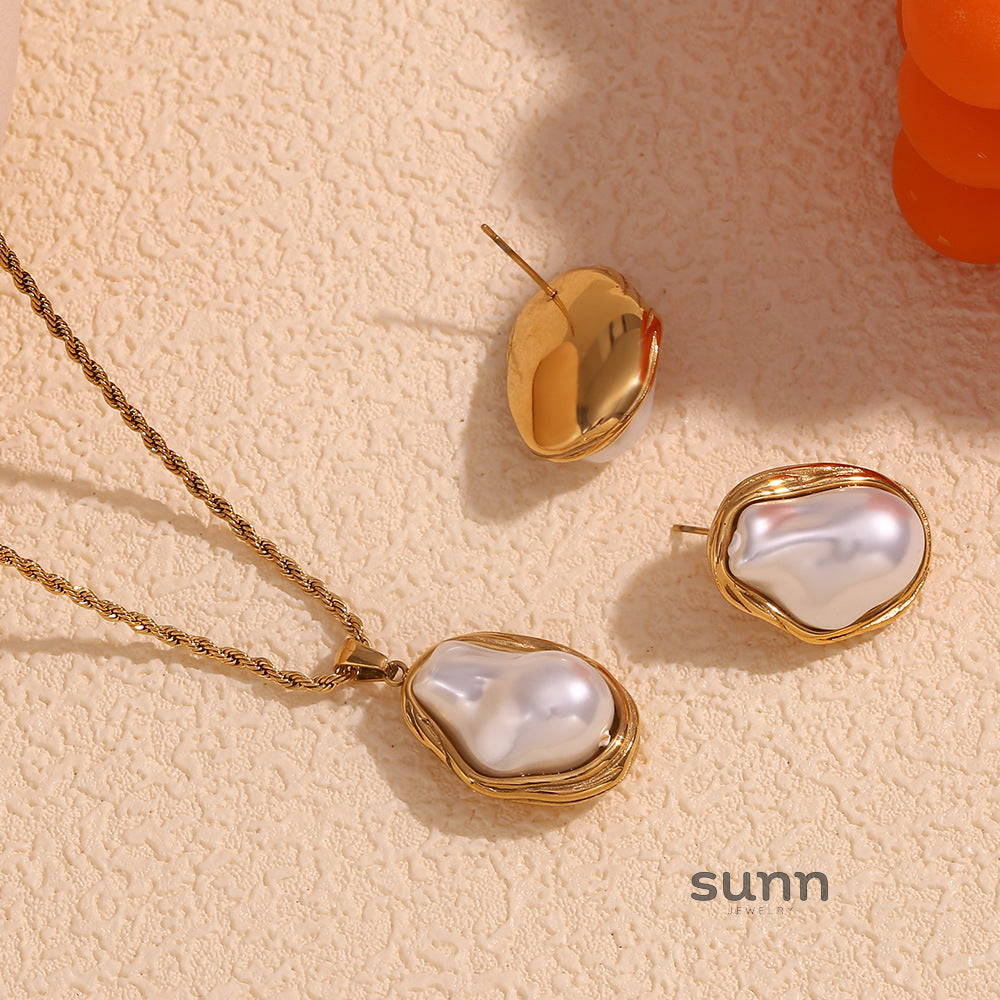 Hawa Baroque Pearl Necklace & Earrings [XJGOLJCB]