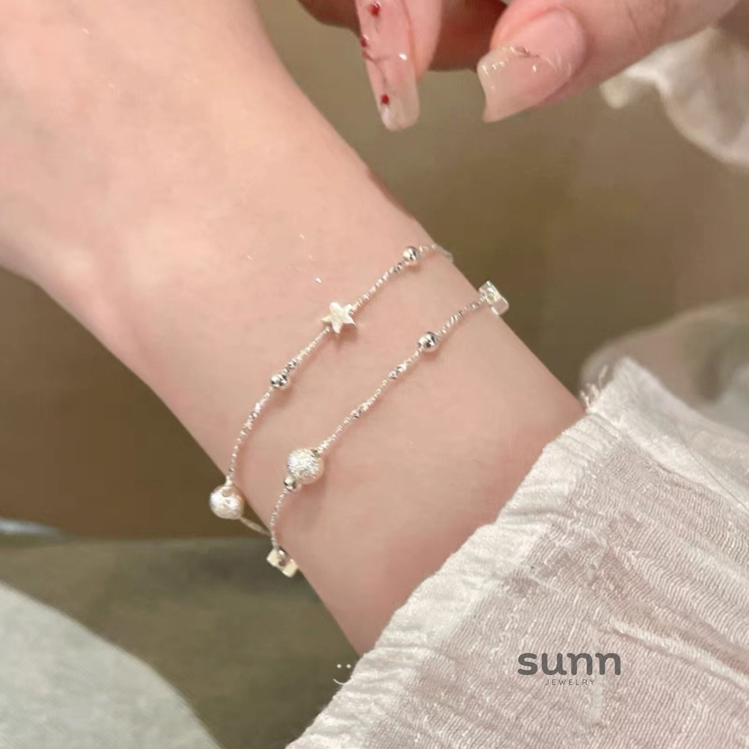 Haya Silver Star Layered Bracelet [I8VB3GZ4]