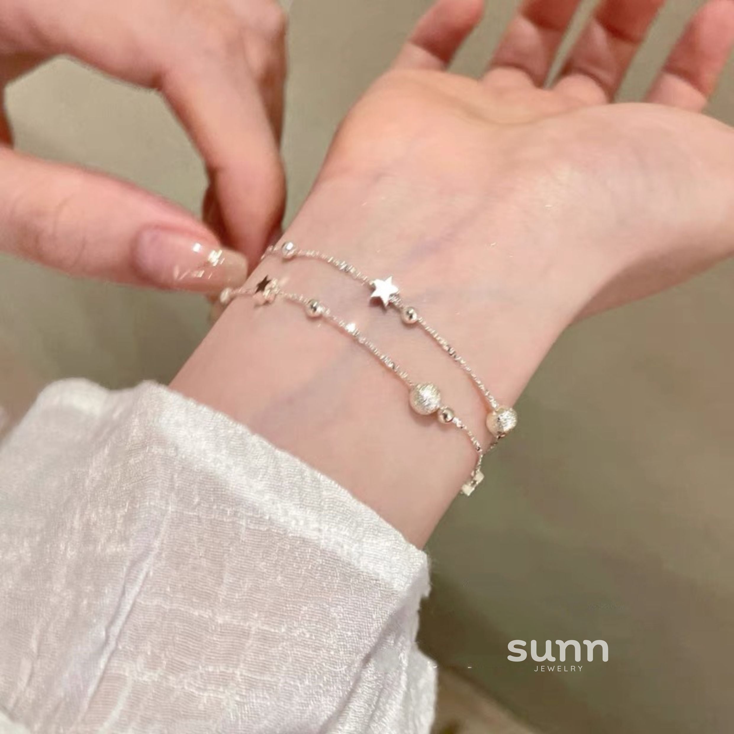 Haya Silver Star Layered Bracelet [8HNQDHUQ]