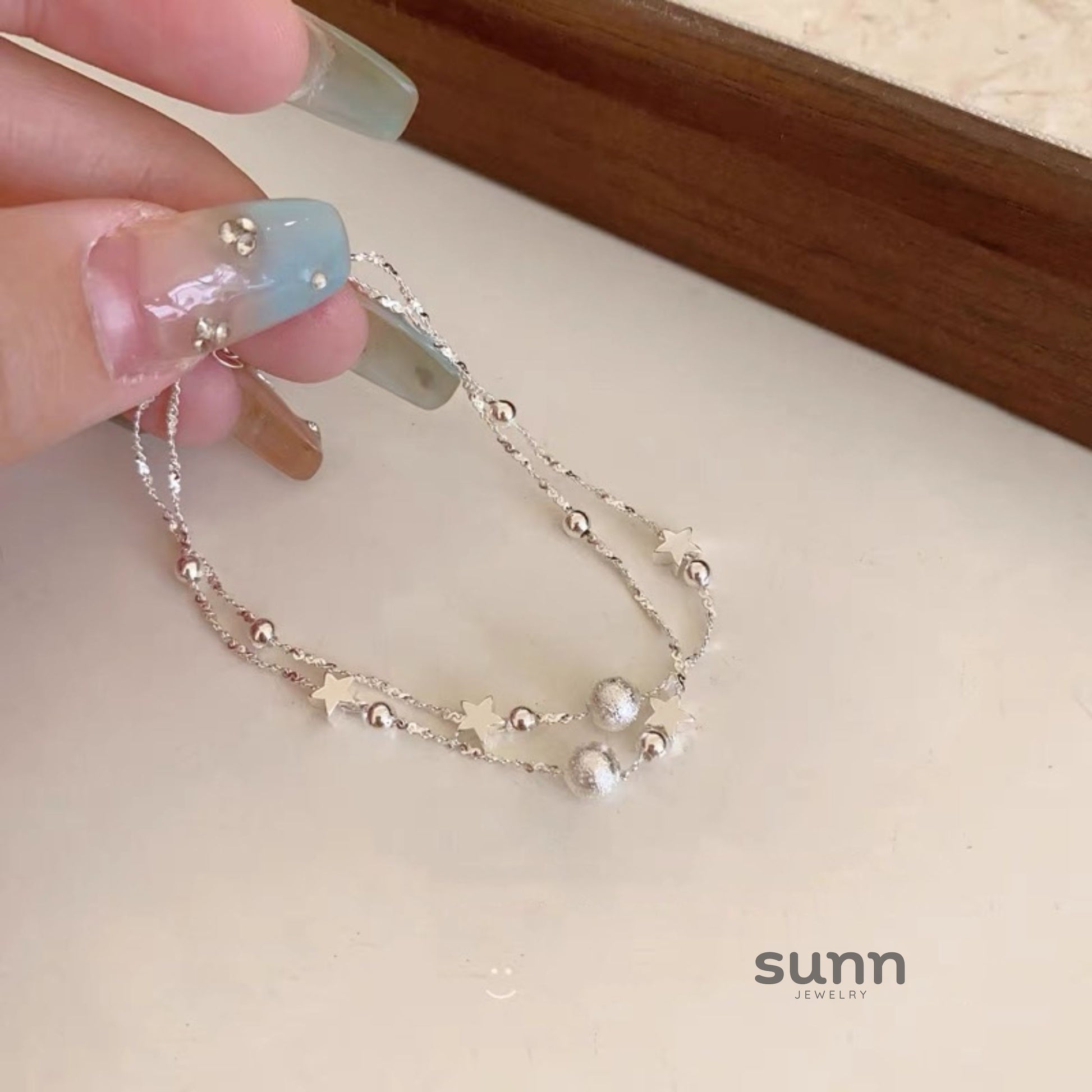 Haya Silver Star Layered Bracelet [GKLK8QWO]