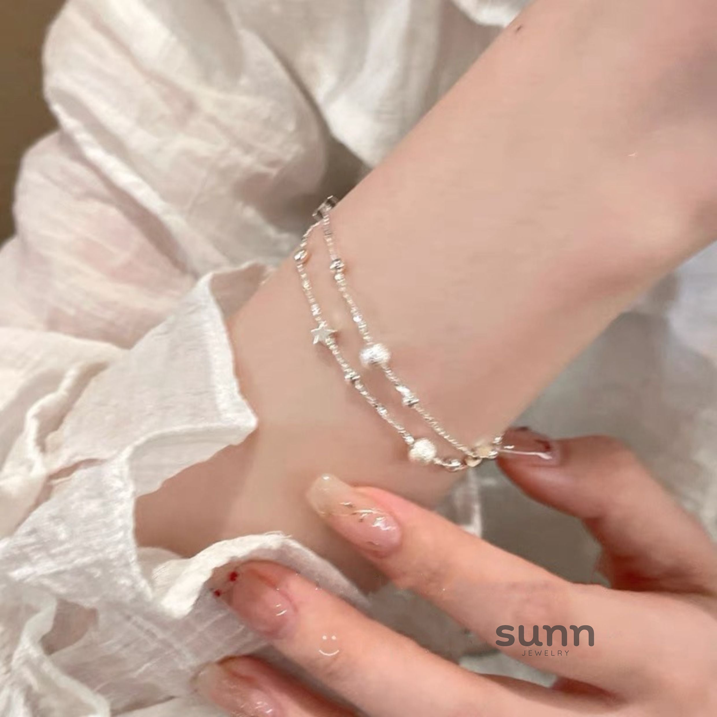 Haya Silver Star Layered Bracelet [P8AW5B1F]