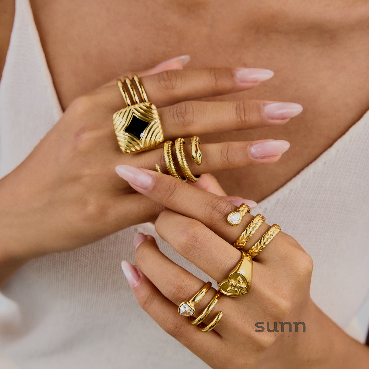 Haydee Geometric Zircon Rings [UVXX7LTS]