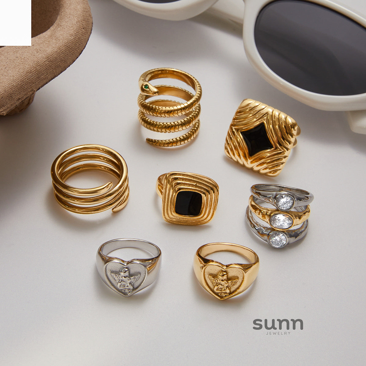 Haydee Geometric Zircon Rings [BTW21BGM]