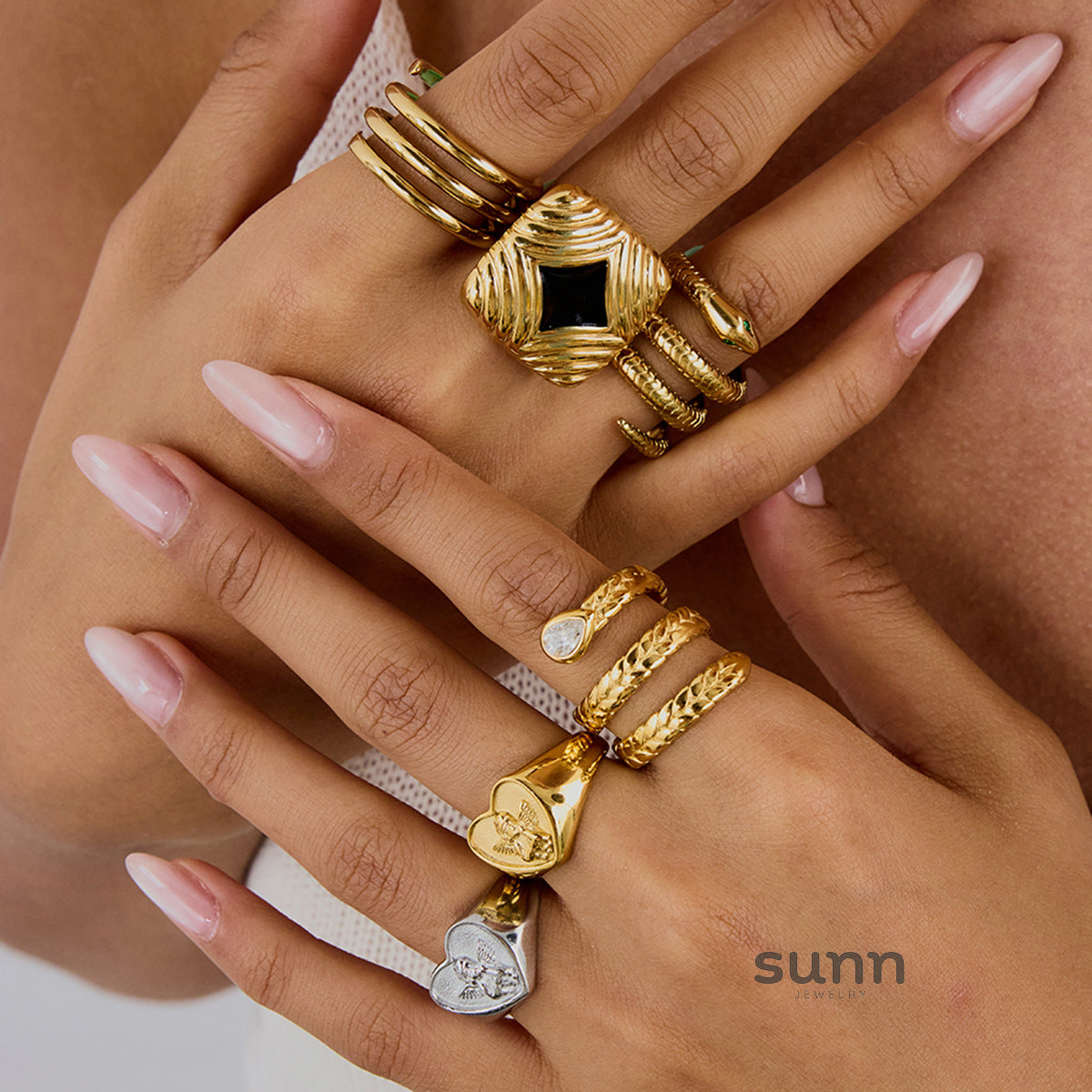 Haydee Geometric Zircon Rings [ZKEILIXK]