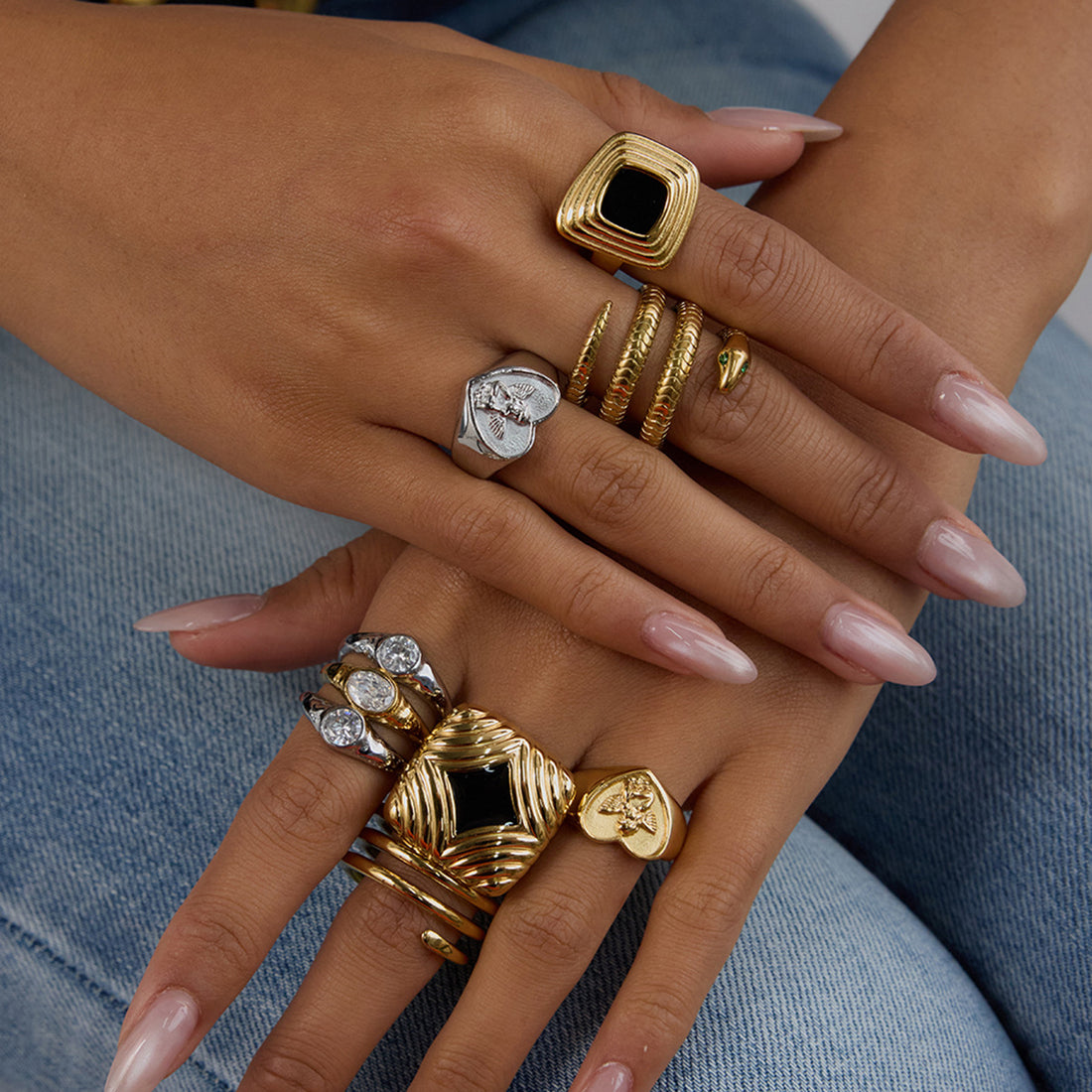 Haydee Geometric Zircon Rings [4AL2NGMT]