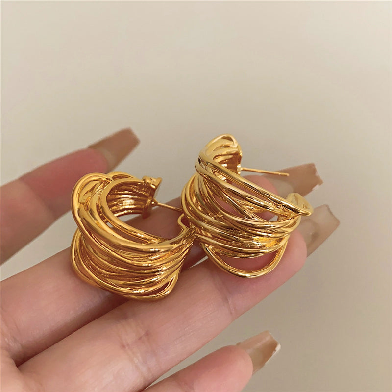 Haylen Sculptural Metal Drop Earrings [LPMZ380X]