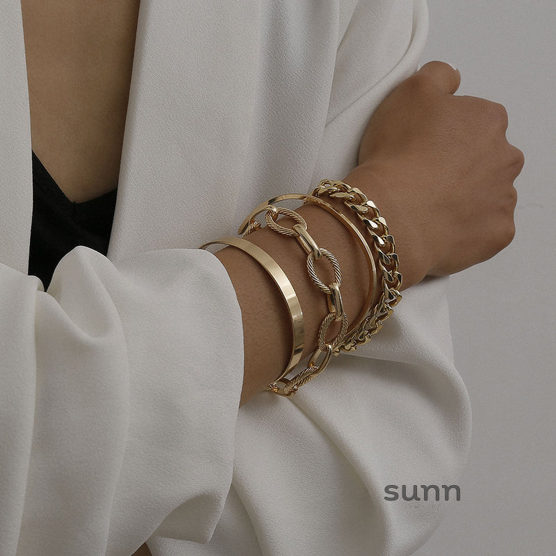 Hazel Stackable Metal Bracelets Set