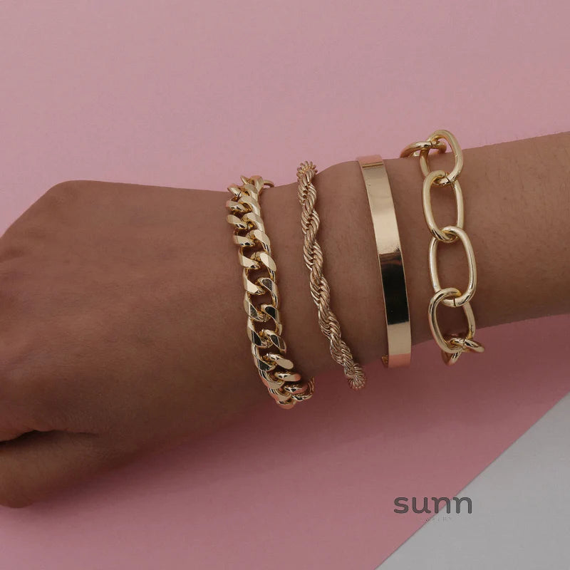 Hazel Stackable Metal Bracelets Set