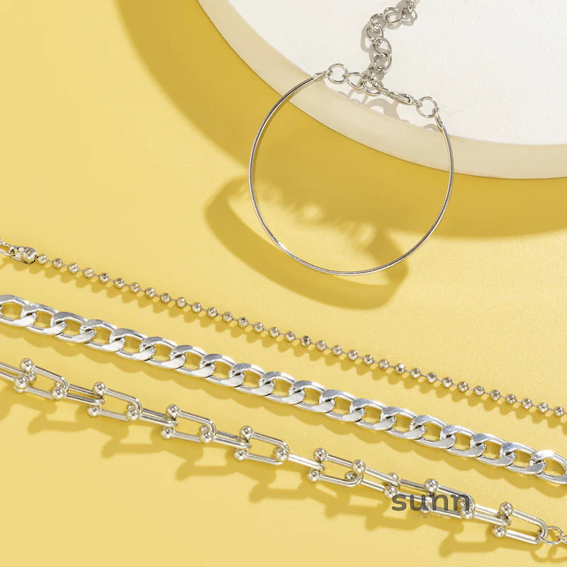 Hazel Stackable Metal Bracelets Set
