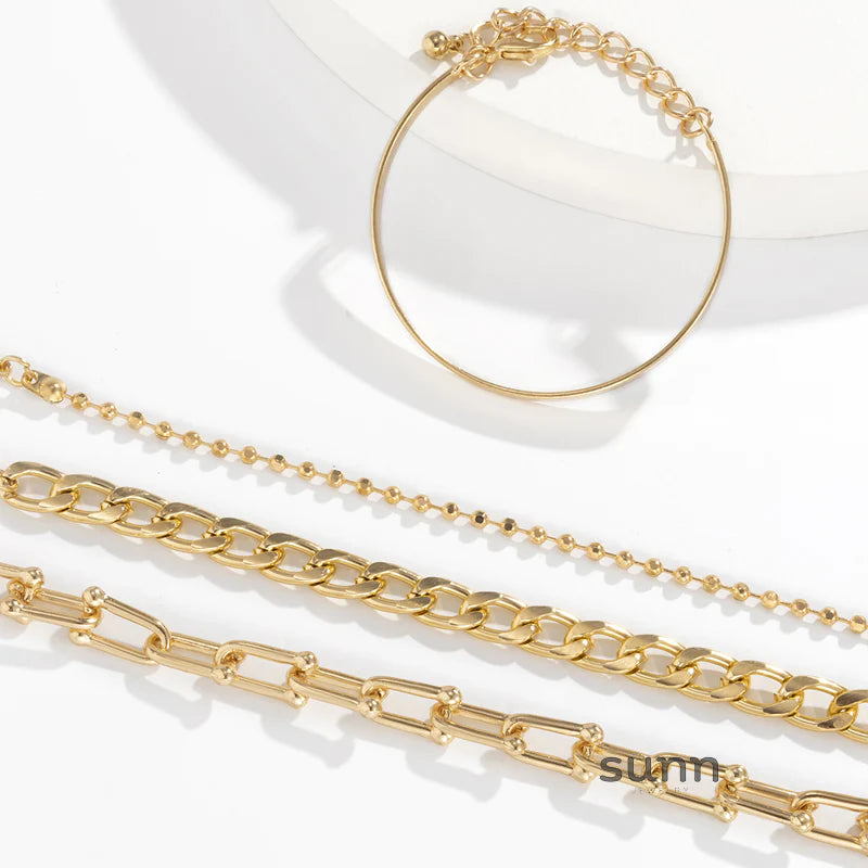 Hazel Stackable Metal Bracelets Set