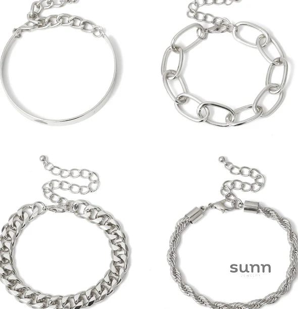 Hazel Stackable Metal Bracelets Set