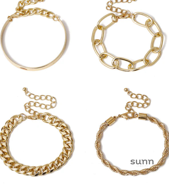 Hazel Stackable Metal Bracelets Set