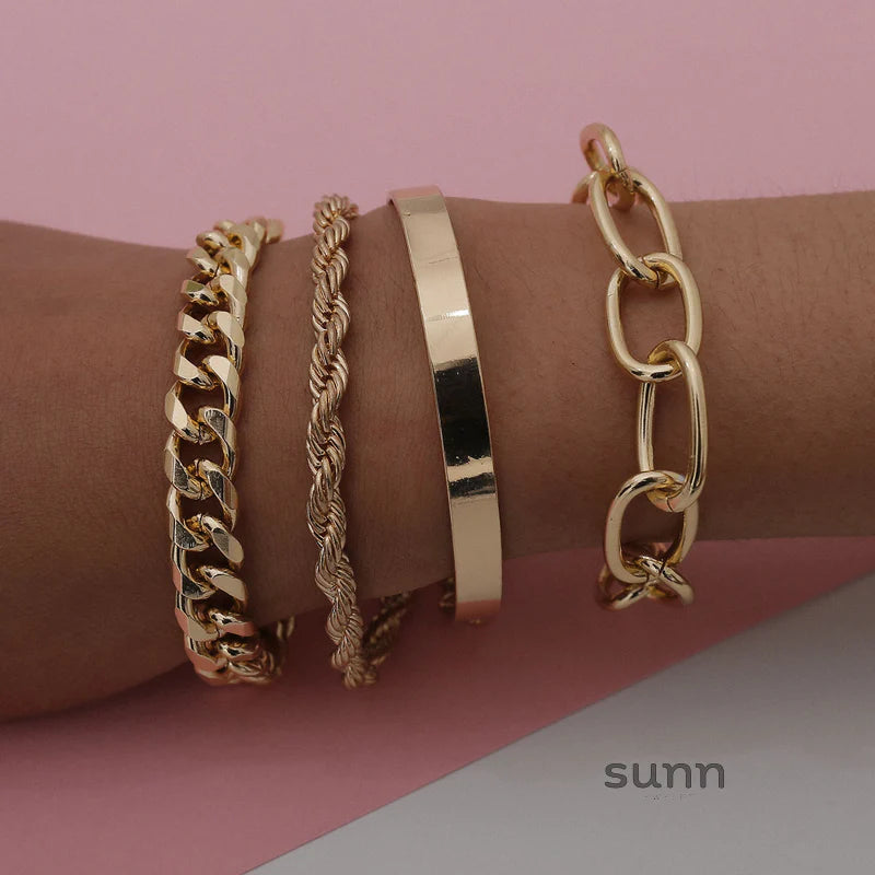 Hazel Stackable Metal Bracelets Set
