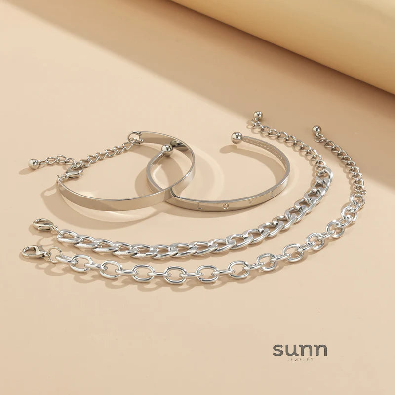 Hazel Stackable Metal Bracelets Set