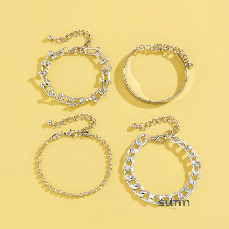 Hazel Stackable Metal Bracelets Set