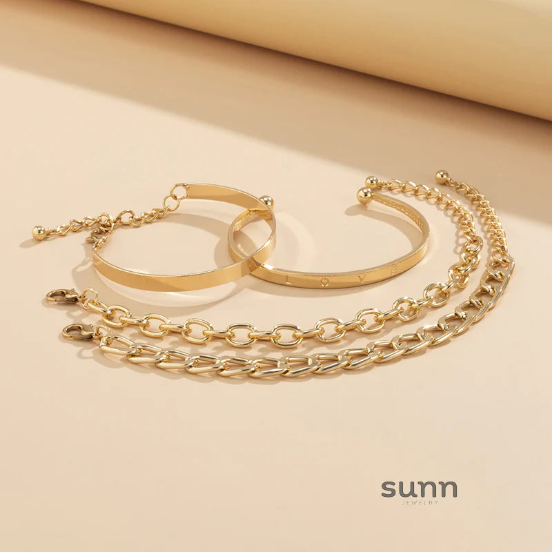 Hazel Stackable Metal Bracelets Set