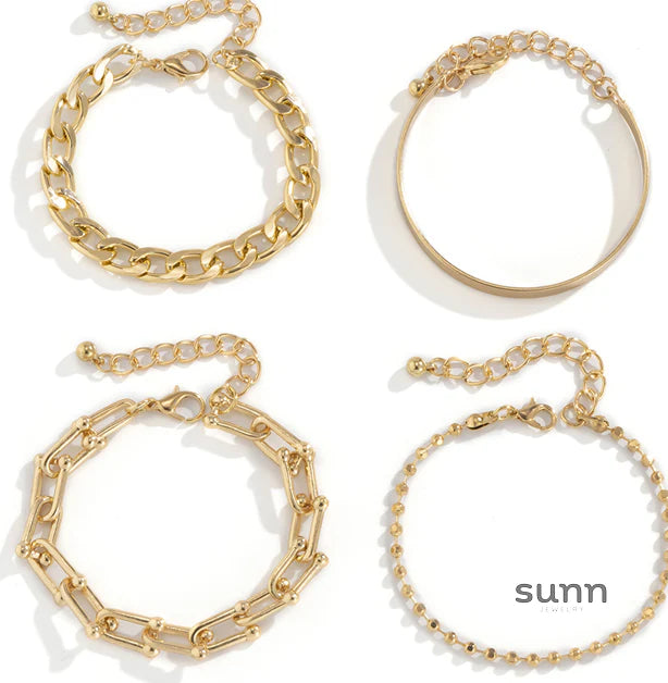 Hazel Stackable Metal Bracelets Set
