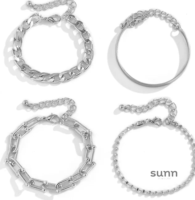 Hazel Stackable Metal Bracelets Set